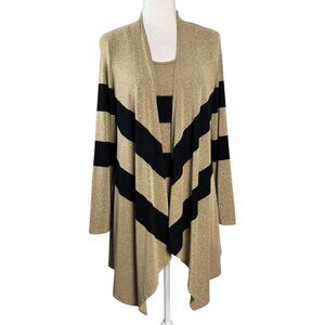 Joseph Ribkoff Knit TWIN SET Metallic Glimmer Waterfall Cardigan Women's Size 8